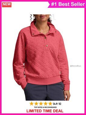 Diamond-Quilt Knit Funnel Neck Pullover Sweatshirt